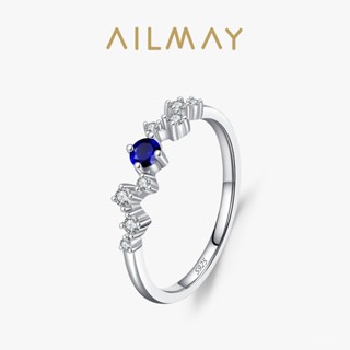 AILMAY✨正品授權✨香港直發日係新款S925簡約幾何微鑲深藍色鋯石戒指女輕奢設計疊戴食指戒 女生戒指 韓版戒指