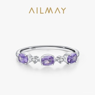 AILMAY✨正品授權✨香港直發S925純銀新款小清新紫白撞色設計感戒指女個性百搭通懃風食指環