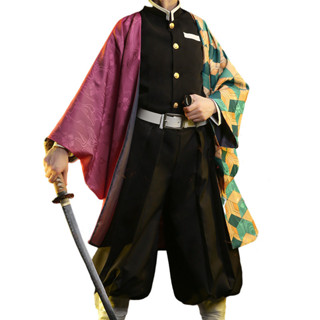【臺灣 現貨】鬼滅之刃cos服服富岡義勇日式和風隊服動漫套裝cosplay和服服裝男 角色扮演服 萬聖節