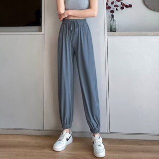 蔓莎💞2025束腳夏季薄款休閒衛褲冰絲運動褲女寬鬆垂感顯瘦百搭闊腿燈籠褲潮