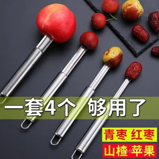 新店限時低價🔥🔥四支裝】不銹鋼山楂去核器紅棗去籽器蘋果梨取芯工具方便器