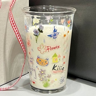 【悅居】【直身杯設計】小紅書塗鴉杯子ins高顏值玻璃杯可愛咖啡牛奶果汁水杯宿舍家用款
