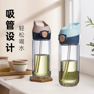 【佳盾】玻璃杯子樂扣雙層隔熱耐高溫水杯高硼矽運動直筒帶蓋玻璃杯批髮