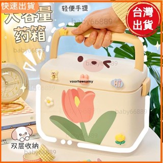 天天優選📣新款 簡約 桌面收納盒家用醫藥箱小型家庭急救藥品整理儲存箱子收納箱學生宿舍便攜手提