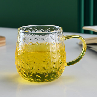 【新品推薦】帶把麥穗高硼矽玻璃水杯大容量家用果汁杯透明玻璃水杯