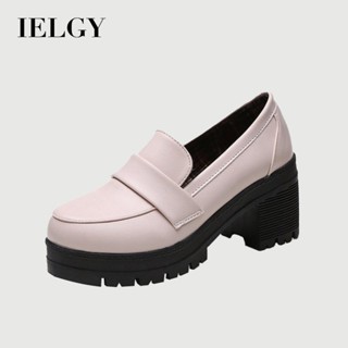 IELGY 厚底瑪麗珍皮鞋女2025新款大學生粗跟圓頭復古日系製服jk鞋