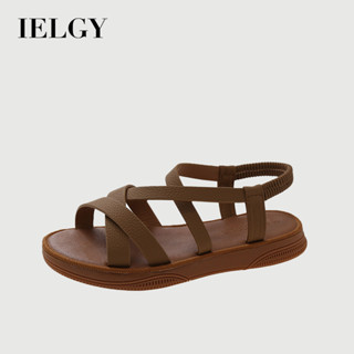 IELGY 交叉綁帶彈力羅馬涼鞋女夏季時尚平底