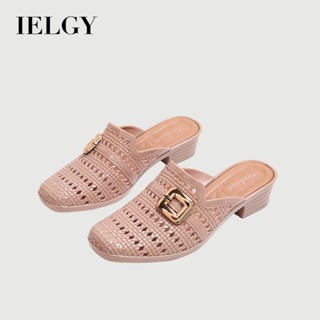 IELGY 包頭涼鞋女夏季沙灘扣半拖粗跟防滑高度