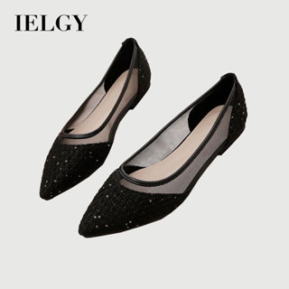 IELGY 韓國夏季透氣涼鞋平跟軟底女士網眼尖頭平底鞋女