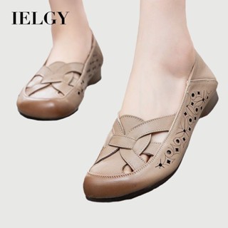 IELGY 軟皮軟底新款洞穴鞋女涼鞋媽媽夏季舒適涼鞋透氣
