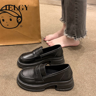 IELGY 復古皮鞋女2025法式厚底淺時尚