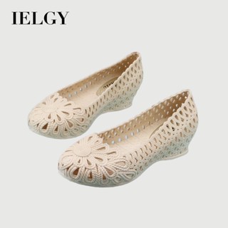 IELGY 夏季坡跟涼鞋女塑膠鏤空白色護士防滑媽媽工作
