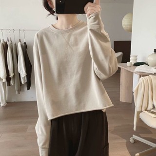 【雲裳集精品女裝】2025春秋衛衣女新款日係簡約風百搭寬鬆圓領長袖短款衛衣女上衣