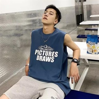 【臺灣出貨】M-8XL大碼背心 港風印花無袖T恤 男生衣服 上衣 運動服 籃球服 ins 情侶 寬鬆 百搭 （B6003