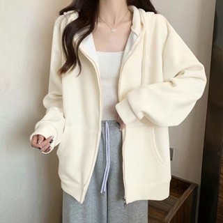 🚚好財運 熱銷 寬松拉鏈衛衣女秋冬新款小個子ins潮牌加絨加厚連帽學生開衫外套