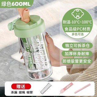 【水杯隨身帶】茶水分離水杯夏季tritan水杯茶杯女生高顏值新款吸管耐高溫杯子 水杯 吸管杯 環保杯 tritan水杯