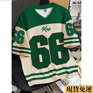 🩸風語🔆低價🔆男士 時尚 V領 運動 足球球衣 66 號足球 T恤 透氣 休閒 超大 短袖 男士服裝 街頭服飾