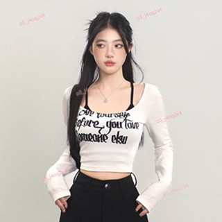 🎀嘉義出貨🎀秋冬新款辣妹短款翻領T恤修身顯瘦百搭純欲長袖打底上衣潮兩件套