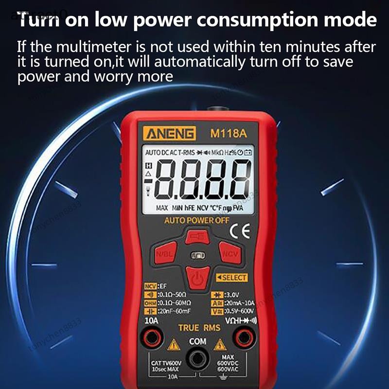 ANENG M118A 數字萬用表便攜式 AC/DC 測試儀迷你電阻表 RMS Tw數字萬用表-tonychen8833