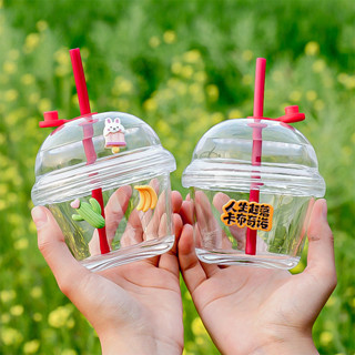 免運🌟新款迷你墩墩杯咖啡杯水杯玻璃杯吸管杯可愛ins風牛奶杯便攜個性