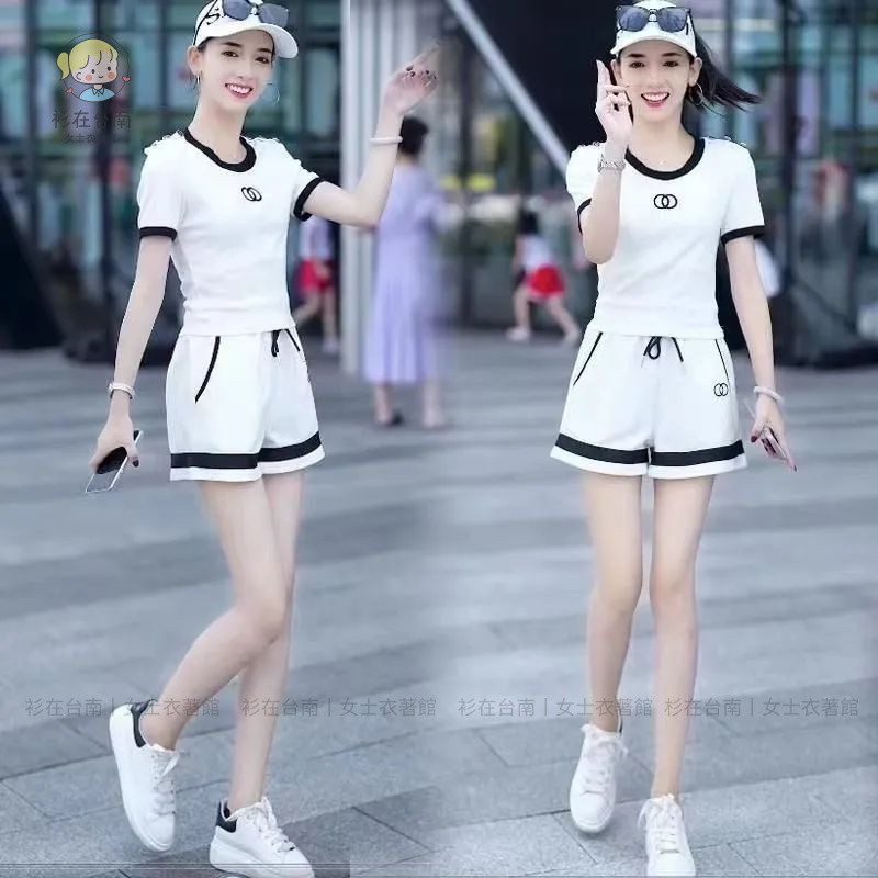 休閒寬鬆顯瘦短袖短褲運動服套裝女 夏季韓版百搭網紅時尚【杉在臺南】