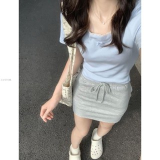 🤍CUSTOM🤍純欲風藍色蝴蝶結蕾絲花邊上衣🧺🍒🩵 A3