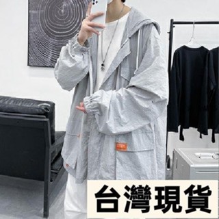 湯湯♡低價桃園 2025新款多口袋工裝貼標戶外運動防曬衣男夏季ins寬松潮流情侶裝夾克外套