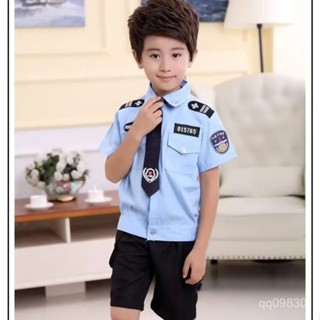 新款店鋪熱銷兒童警官警察軍裝交警衣服短袖幼兒園女童套裝角色扮演服裝演出服