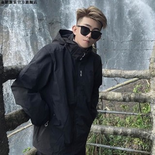 JTL品質優選-【店鋪熱銷】美式機能衝鋒衣男女款戶外登山情侶潮牌秋冬季工裝百搭寬鬆外套潮
