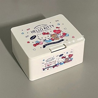 Hello Kitty美樂蒂收納盒ins可愛卡通棉簽盒桌面收納盒