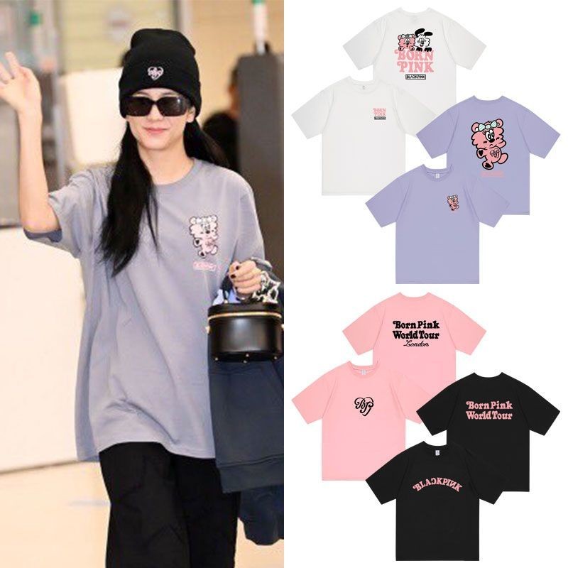 blackpink bornpink演唱會倫敦場周邊金智秀珍妮同款衣服短袖T恤
