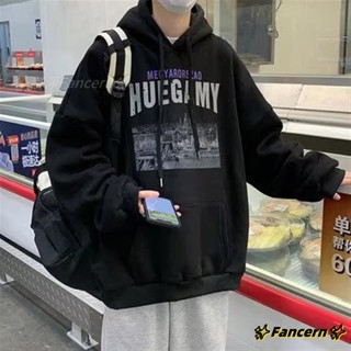 ✨Fancern✨ 臺灣出貨 連帽衛衣男潮ins潮牌美式復古 帽T 男士上衣 印花 長袖（W147）615