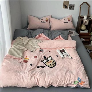 ❤️限時下殺❤️ 床包 ins簡約毛巾繡 單人 雙人 加大 特大 床單 床包組 被套 素色 被單 三件組 四件組