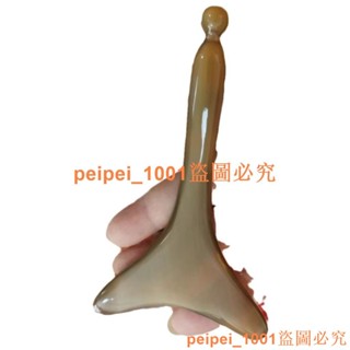 低價促銷~~魚尾形刮痧點穴按摩棒 黑花色帶圓點撥筋棒 刮臉頸多功能牛角棒Y型牛角梳子