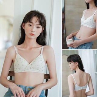 【雅格菲】 臺灣出貨 小清新 碎花 學生內衣 薄款 無鋼圈內衣 少女內衣 交叉 集中內衣 調整型bra 無痕內衣 薄罩杯