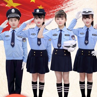 🔥扮演小衣服軍裝服裝警察服交警幼兒園職業表演警官表演服男童套裝角色cosplay舞蹈服六一兒童女童款GURF