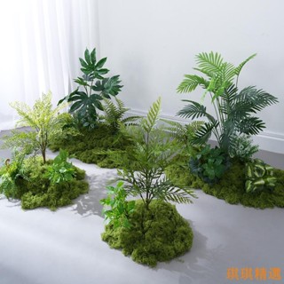 琪琪優選 模擬綠植組合 造景假植物 仿生苔蘚 室內樓梯下轉角微景觀裝飾 小盆栽