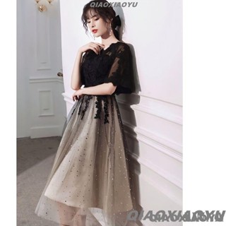 喬小雨~大尺碼禮服 大碼小晚禮服裙子女氣質宴會胖mm遮肚黑色顯瘦平時可穿漸變中長款