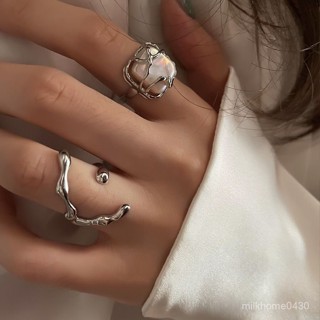 💍限時下殺💍月光森林!美獃瞭!925純銀食指戒指女ins潮風珍珠冷淡風可調節指環