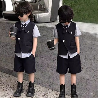 【​Playful 萌童坊】帥氣兒童禮服王子英倫風男童馬甲襯衫西裝套裝春夏新款演出服小男孩西裝 小童西裝 畢業典禮