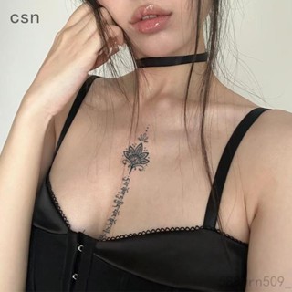 csn💗花朵文字組合個性草本紋身貼防水持久手臂胸前不反光果汁貼紙