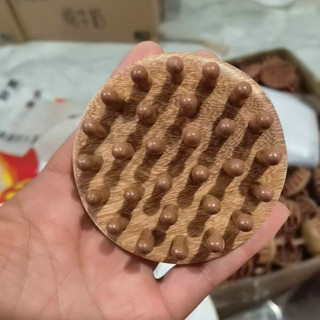 釘釘梳龍鳳檀圓盤木梳子插齒頭部經絡按摩梳子加厚颳痧圓盤按摩梳