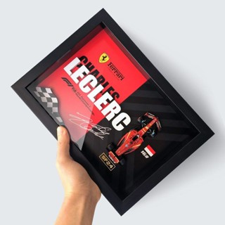 💥法拉利F1週邊賽車模型勒克萊爾簽名收藏相框男禮物3d立體裝飾畵框 相框 立體相框