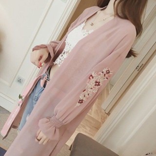 臺灣熱賣【9.5萬】夏季女裝長袖防曬衣雪紡衫中長款防紫外綫刺繡開衫披肩超薄外套潮