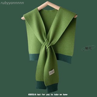 💞心選品質💞圍巾 披肩 脖圍 針織披肩女 時尚洋氣高檔網紅襯衫外搭小披肩 襯衫綠色圍巾 毛線搭肩 rubyyannn
