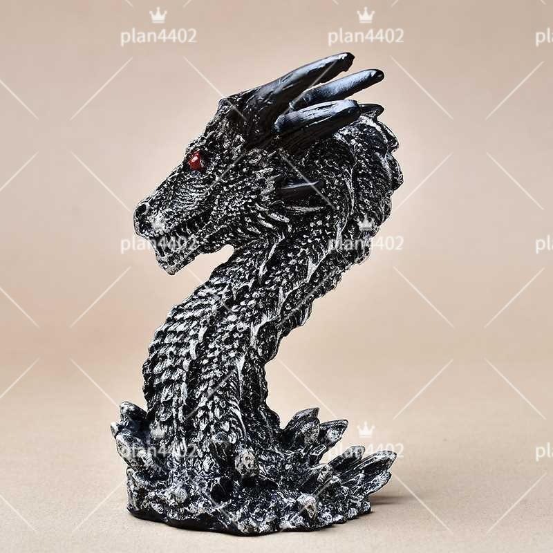 黑龍擺件家居裝飾品樹脂西方紅眼惡龍工藝品水晶球底座支架廿四居415