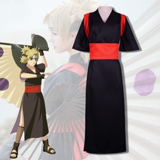 免費加急 和服 火影忍者 砂忍村 手鞠角色同款服裝 黑色和服 浴衣 砂影 cosplay服裝女 角色扮演 聚脂釺維 滌綸