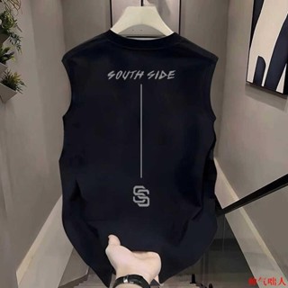最低出廠價💎港風背心💎背心男夏季潮牌ins運動坎肩無袖t恤男士純棉寬鬆休閒百搭外穿汗衫