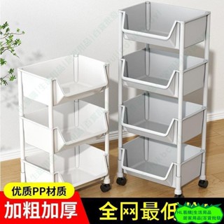 HL兒童玩具收納置物架落地多層零食儲存架傢用可移動簡易書架小推車L1