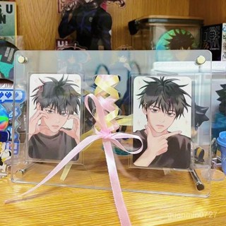🌟精選優品🌟【4.18】透明亞克力絲帶相框明星CD愛豆ins小卡展示架拍立得照片三層立牌